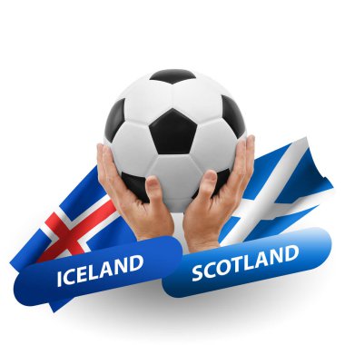 Soccer football competition match, national teams iceland vs scotland