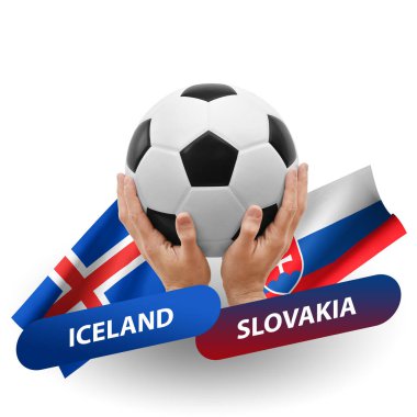Soccer football competition match, national teams iceland vs slovakia