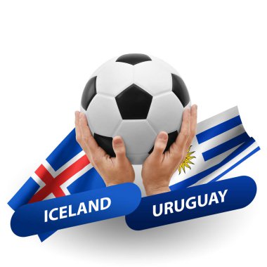 Soccer football competition match, national teams iceland vs uruguay