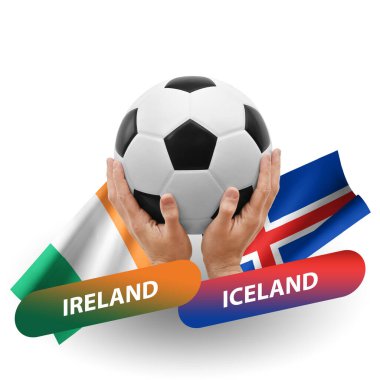 Soccer football competition match, national teams ireland vs iceland