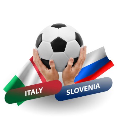 Soccer football competition match, national teams italy vs slovenia