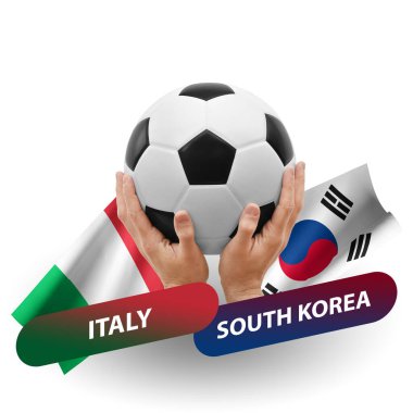 Soccer football competition match, national teams italy vs south korea
