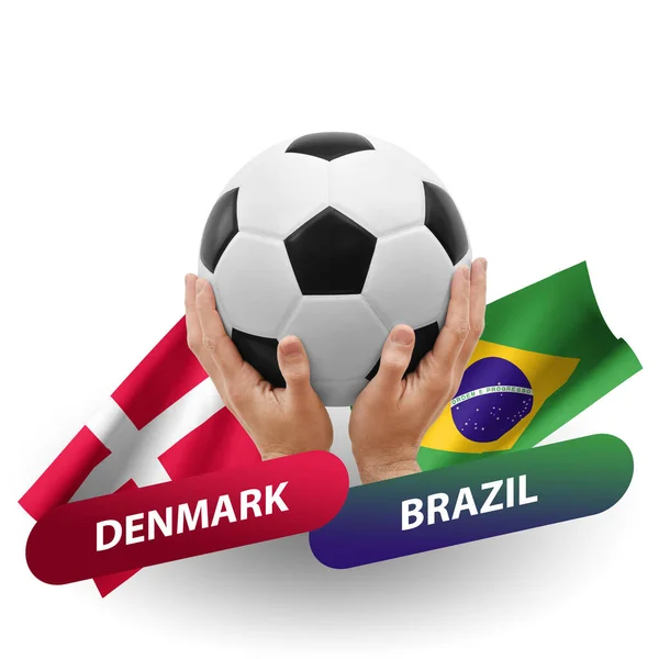 Soccer Football Competition Match National Teams Denmark Brazil — Foto Stock