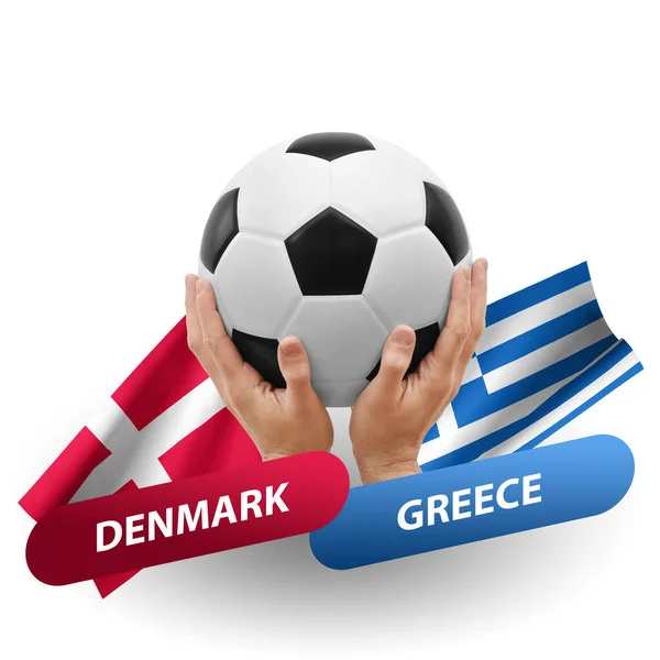 Soccer Football Competition Match National Teams Denmark Greece — Stockfoto