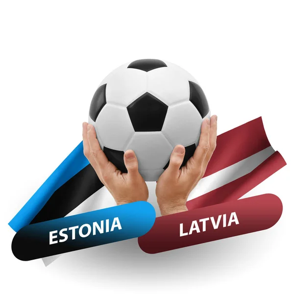Soccer Football Competition Match National Teams Estonia Latvia — Photo