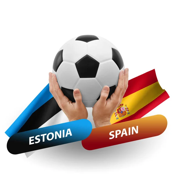 Soccer Football Competition Match National Teams Estonia Spain — стоковое фото