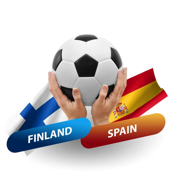Soccer Football Competition Match National Teams Finland Spain — стокове фото