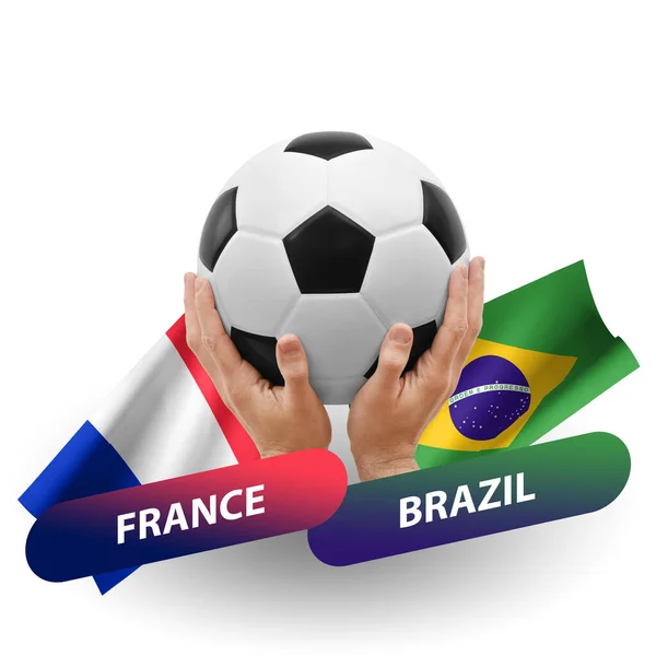Ποδόσφαιρο Αγώνα Ποδοσφαίρου Εθνικές Ομάδες Γαλλία Brazil — Φωτογραφία Αρχείου