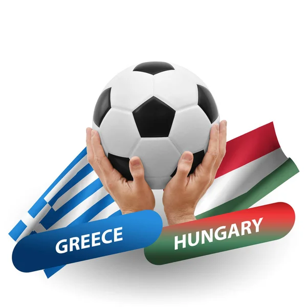 Soccer Football Competition Match National Teams Greece Hungary — Stockfoto