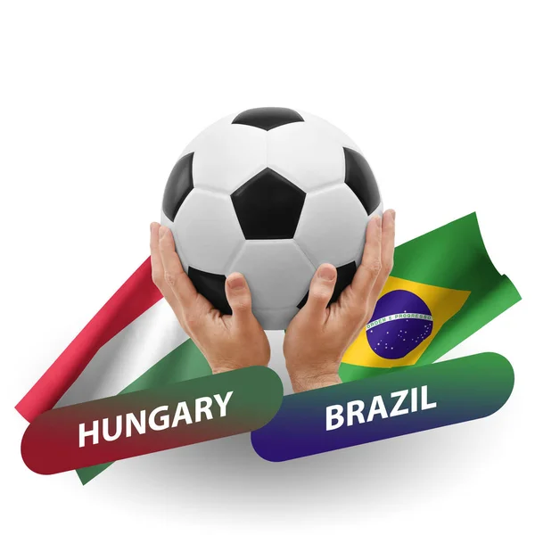 Soccer Football Competition Match National Teams Hungary Brazil — Stockfoto