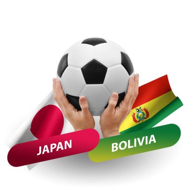 Soccer football competition match, national teams japan vs bolivia