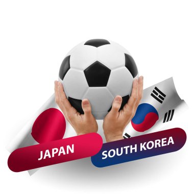 Soccer football competition match, national teams japan vs south korea