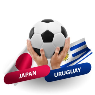 Soccer football competition match, national teams japan vs uruguay