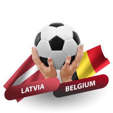 Soccer football competition match, national teams latvia vs belgium