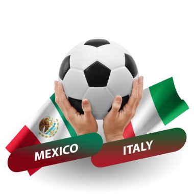 Soccer football competition match, national teams mexico vs italy