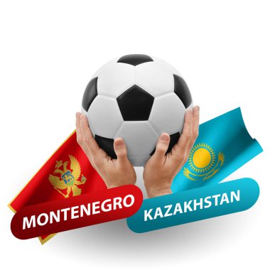 Soccer football competition match, national teams montenegro vs kazakhstan