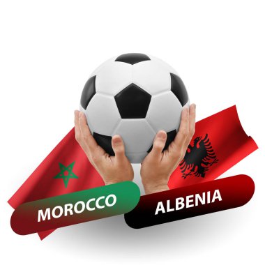 Soccer football competition match, national teams morocco vs albenia