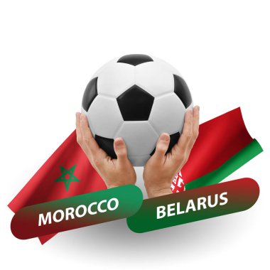 Soccer football competition match, national teams morocco vs belarus