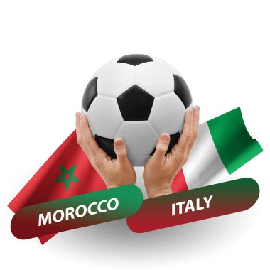 Soccer football competition match, national teams morocco vs italy