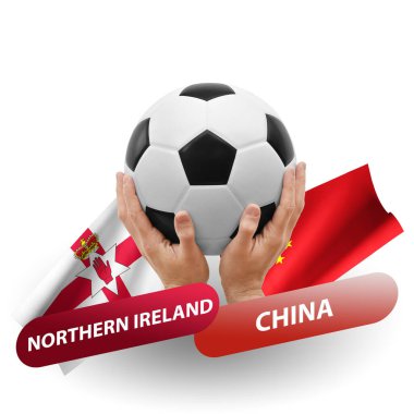 Soccer football competition match, national teams northern ireland vs china