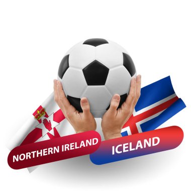 Soccer football competition match, national teams northern ireland vs iceland