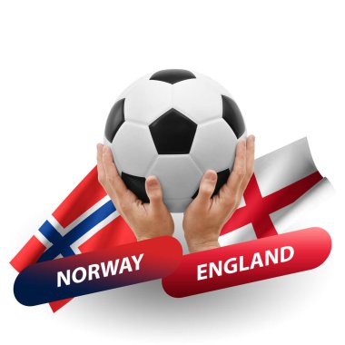 Soccer football competition match, national teams norway vs england
