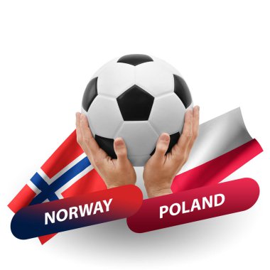 Soccer football competition match, national teams norway vs poland