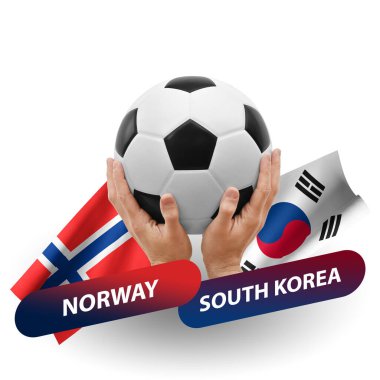 Soccer football competition match, national teams norway vs south korea