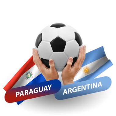Soccer football competition match, national teams paraguay vs argentina