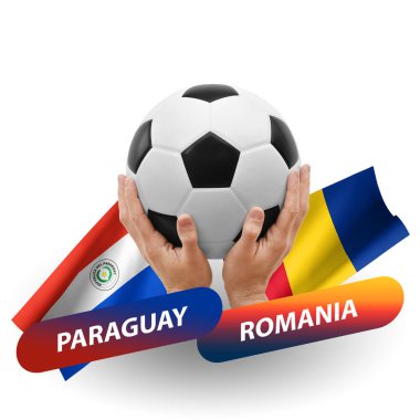 Soccer football competition match, national teams paraguay vs romania