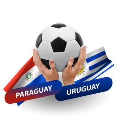 Soccer football competition match, national teams paraguay vs uruguay