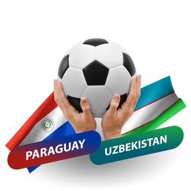 Soccer football competition match, national teams paraguay vs uzbekistan