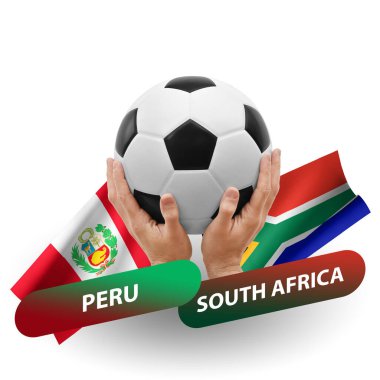 Soccer football competition match, national teams peru vs south africa