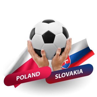 Soccer football competition match, national teams poland vs slovakia