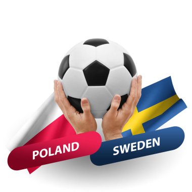 Soccer football competition match, national teams poland vs sweden