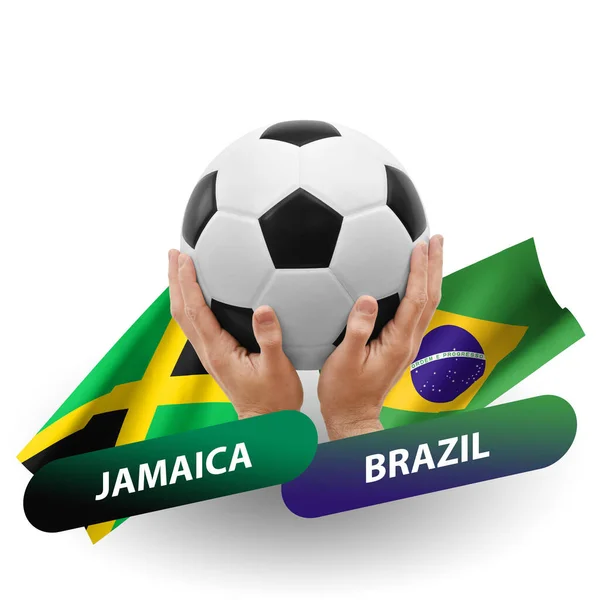 サッカーの試合 ジャマイカ代表対ブラジル代表 — ストック写真