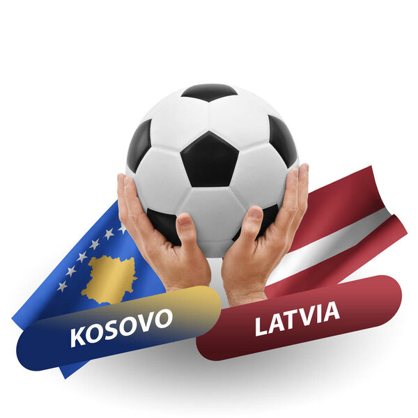 Soccer football competition match, national teams kosovo vs latvia