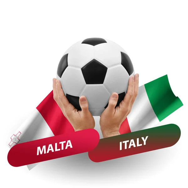 Soccer Football Competition Match National Teams Malta Italy —  Fotos de Stock