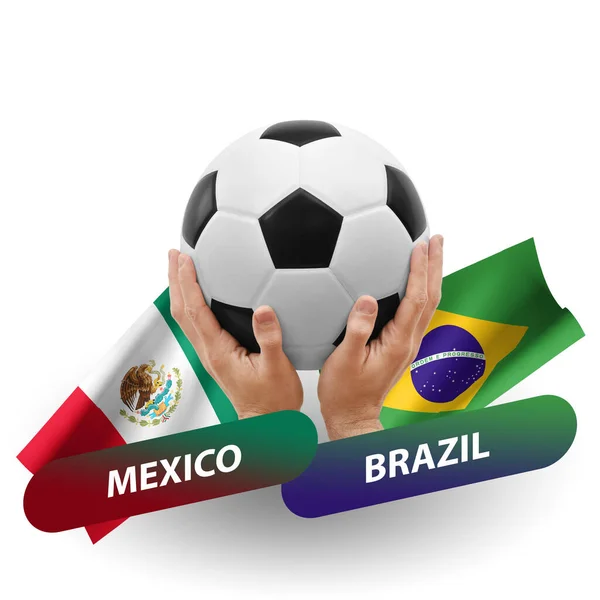 Soccer Football Competition Match National Teams Mexico Brazil — Stockfoto