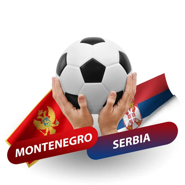 Soccer Football Competition Match National Teams Montenegro Serbia — Photo