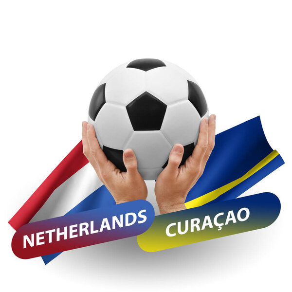 Soccer football competition match, national teams netherlands vs curacao