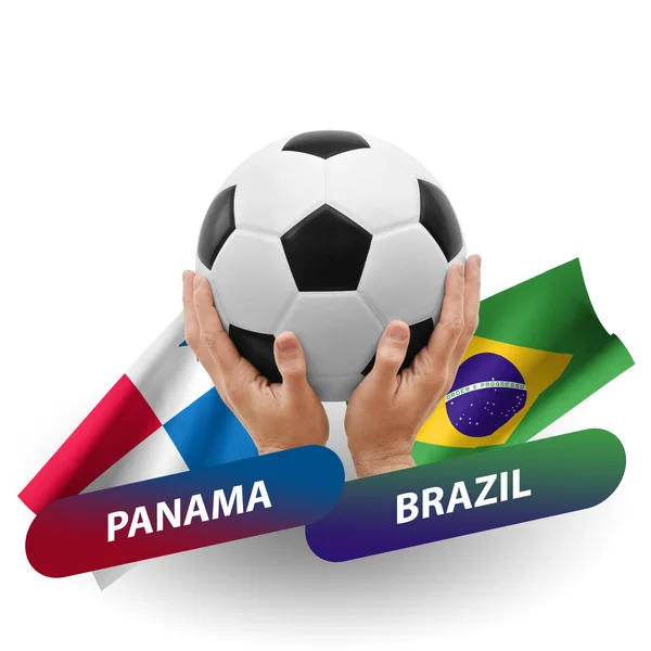 Soccer Football Competition Match National Teams Panama Brazil — стоковое фото