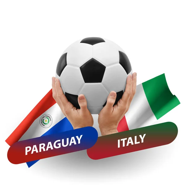 Soccer Football Competition Match National Teams Paraguay Italy — Stock Fotó