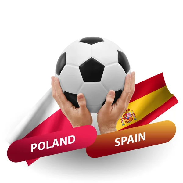 Soccer Football Competition Match National Teams Poland Spain — стокове фото