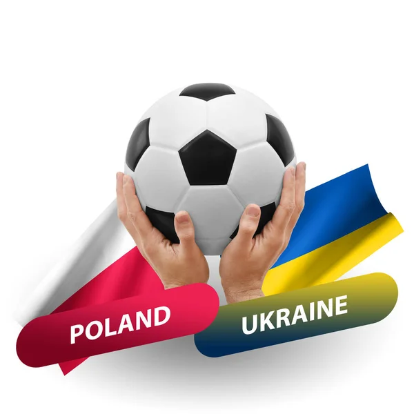 Soccer Football Competition Match National Teams Poland Ukraine — стокове фото