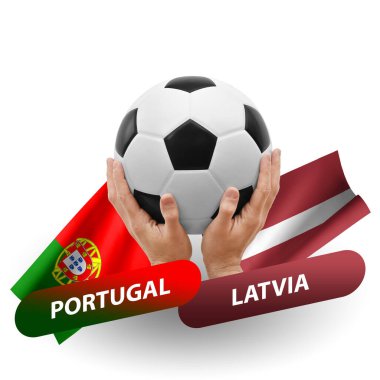 Soccer football competition match, national teams portugal vs latvia