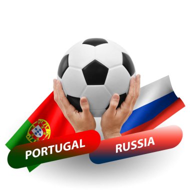 Soccer football competition match, national teams portugal vs russia