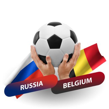 Soccer football competition match, national teams russia vs belgium