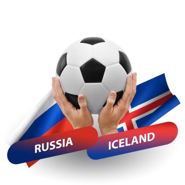 Soccer football competition match, national teams russia vs iceland