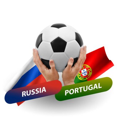 Soccer football competition match, national teams russia vs portugal